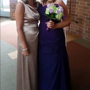 Purple Strapless Bridesmaid Dress
